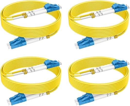 32ft Single Mode LC to LC Fiber Patch Cables (4 Pack)