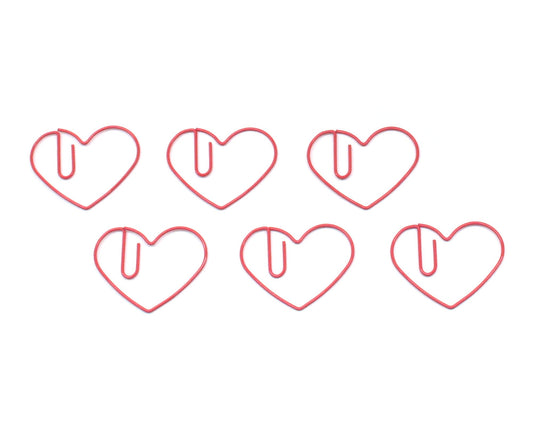 Heart-Shaped Paper Clips in Tin, 100 Red Clips