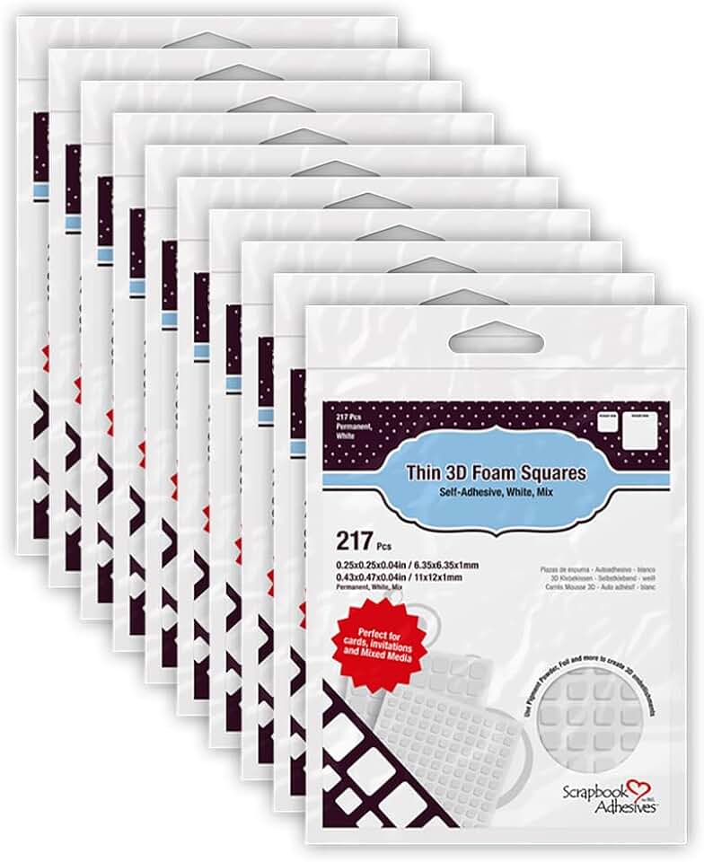 White Permanent Thin 3D Foam Squares, 217pk