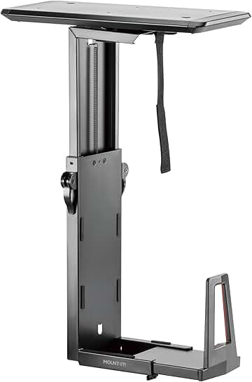Adjustable Under Desk CPU Mount with Sliding Track