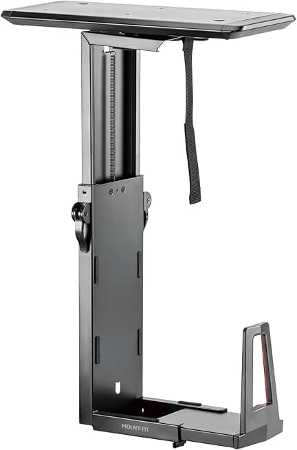 Adjustable Under Desk CPU Mount with Sliding Track