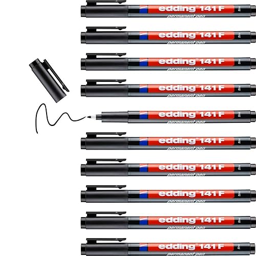 Permanent black pen, 10-pack, 0.6 mm round tip