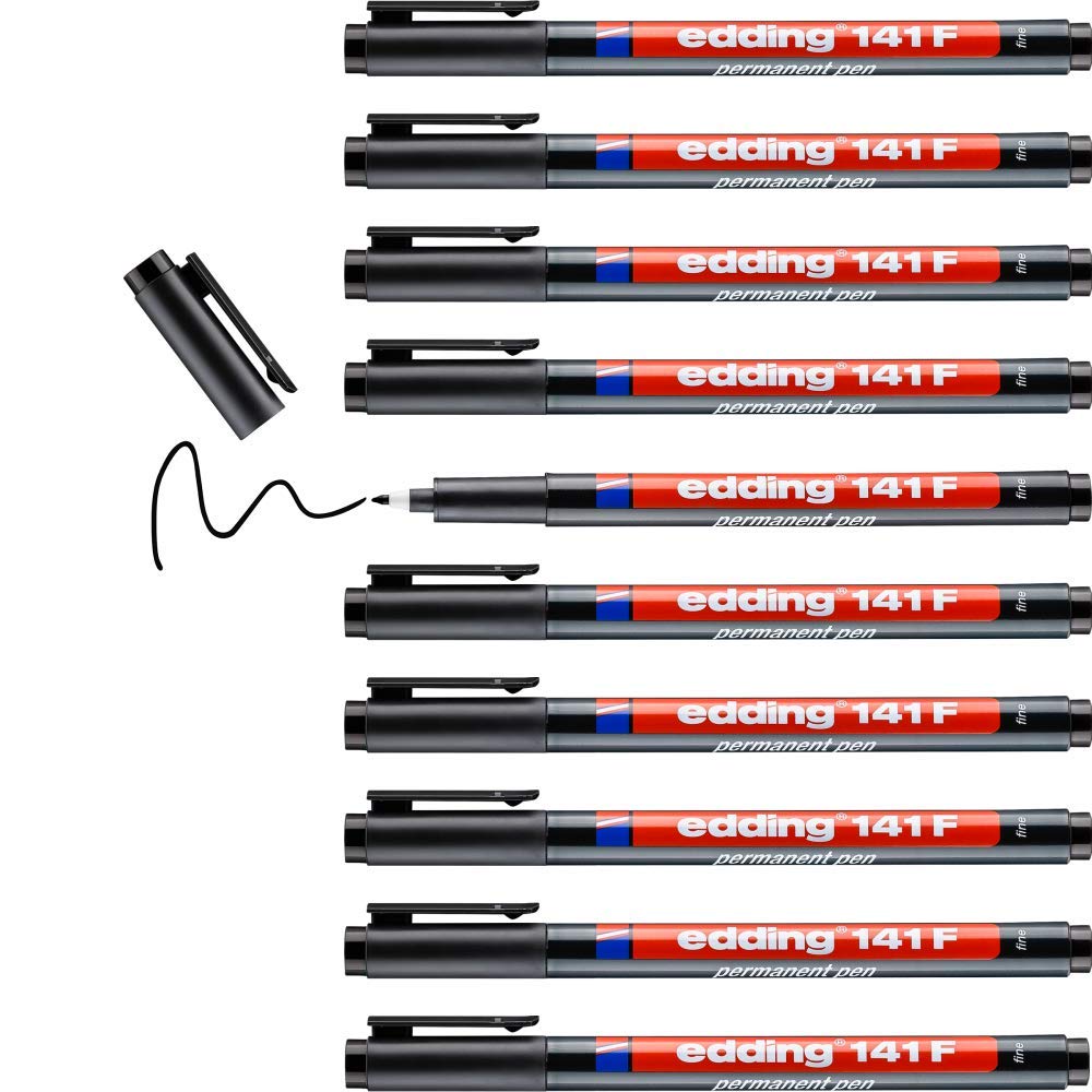 Permanent black pen, 10-pack, 0.6 mm round tip