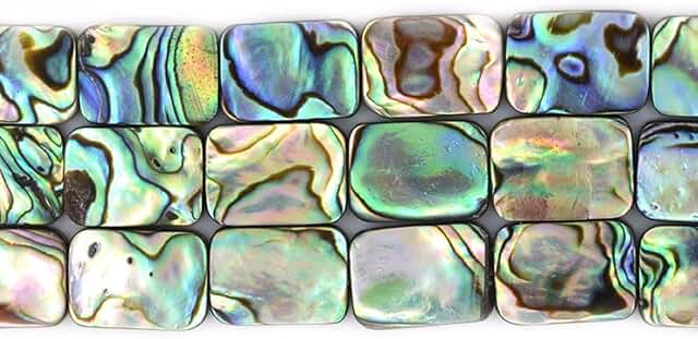 Natural 14mm Abalone Shell Flat Rectangle Beads Strand