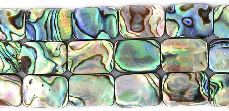 Natural 14mm Abalone Shell Flat Rectangle Beads Strand