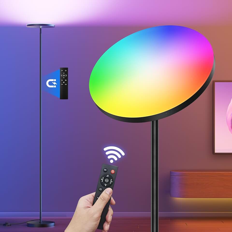 RGB Torchiere Floor Lamp with Remote and Dimming