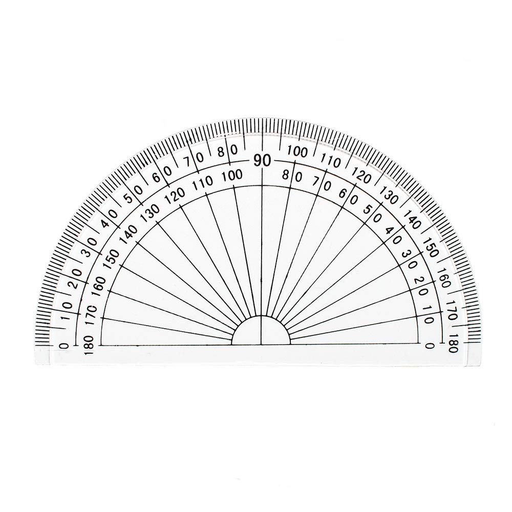 Pack of 2 clear 4-inch plastic protractors