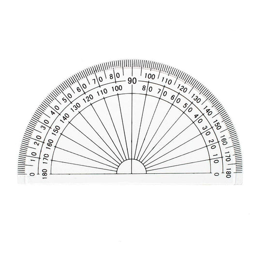Pack of 2 clear 4-inch plastic protractors