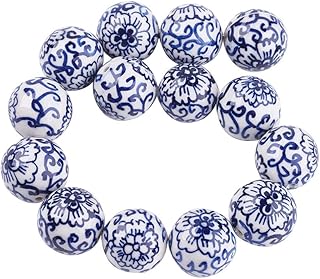10 Blue and White Porcelain Beads for Jewelry Making