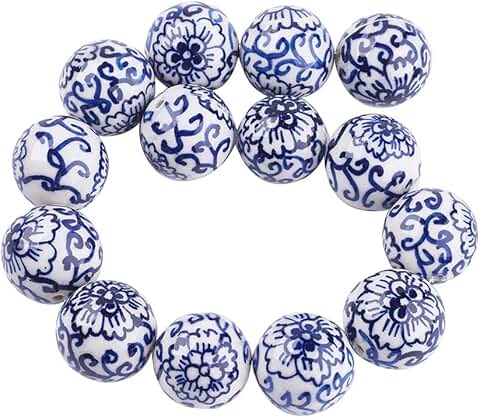 10 Blue and White Porcelain Beads for Jewelry Making