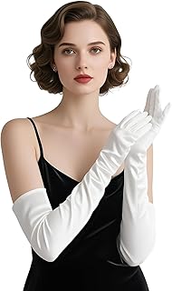 Long satin gloves for women, elbow length, for special occasions