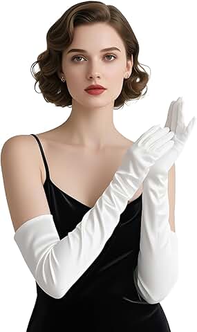 Long satin gloves for women, elbow length, for special occasions
