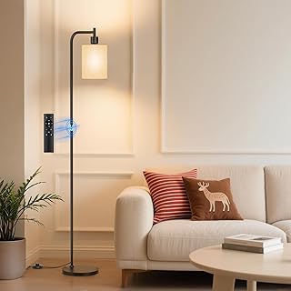 Dimmable Linen Shade Floor Lamp with Remote
