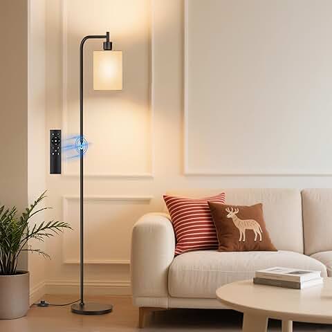 Dimmable Linen Shade Floor Lamp with Remote