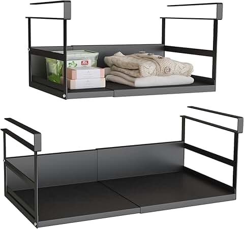 Expandable under cabinet shelf organizer, 2-pack