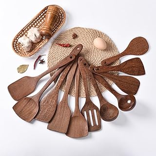 11-Piece Wooden Cooking Utensil Set for Non-Stick Pans