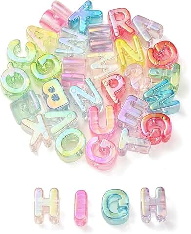 90 Rainbow Acrylic Letter Beads for Jewelry Making