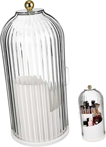 Rotating Makeup Brush Storage Box with Transparent Cover