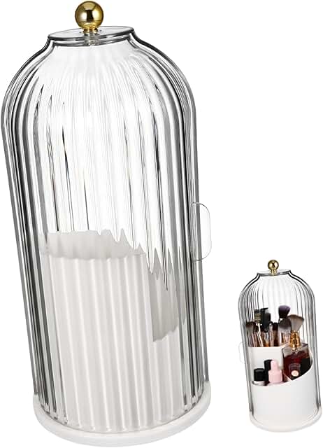 Rotating Makeup Brush Storage Box with Transparent Cover