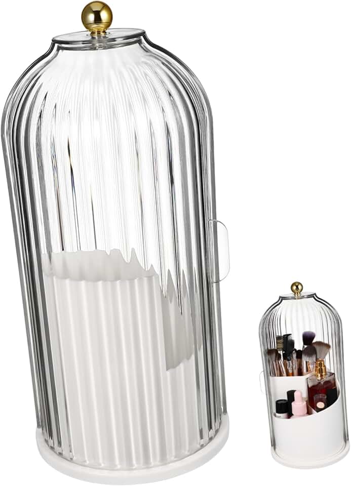 Rotating Makeup Brush Storage Box with Transparent Cover