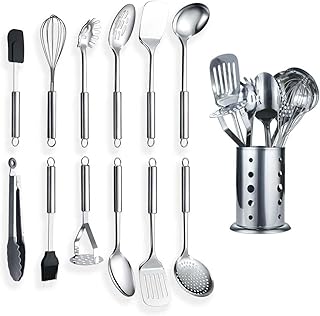 13-Piece Stainless Steel Kitchen Utensil Set with Holder