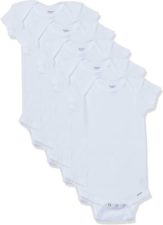 Set of five unisex baby short-sleeve onesies