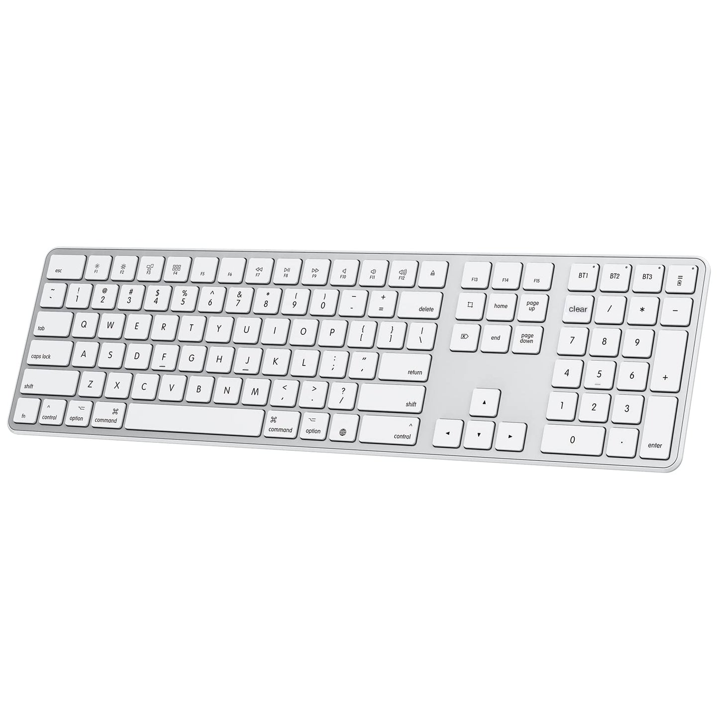 Bluetooth Keyboard for Mac, Wireless Keyboard with Numeric Keypad, Multi-Device, Rechargeable, Compatible with MacBook Pro/Air, iMac, iMac Pro, Mac Mini, Mac Pro Laptop and PC (Silver)