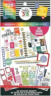 Rainbow-themed sticker pack for planners and scrapbooks