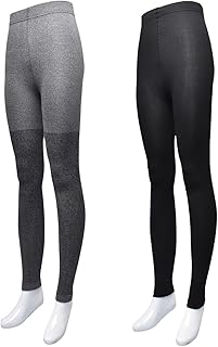 Women's Ribbed Seamless Tights, 2-Pack, Fleece-Lined