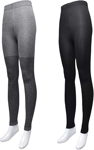 Women's Ribbed Seamless Tights, 2-Pack, Fleece-Lined
