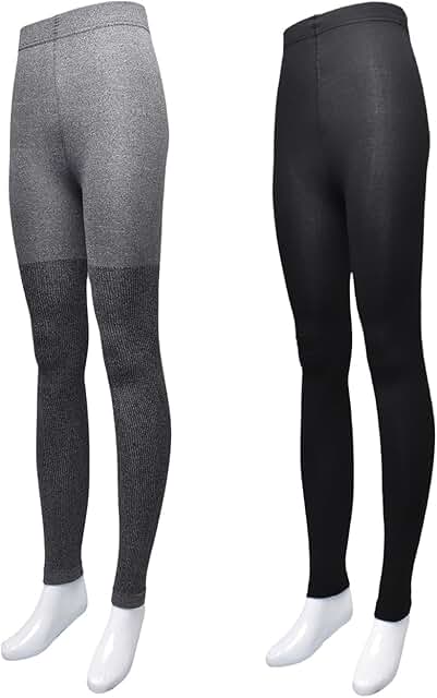 Women's Ribbed Seamless Tights, 2-Pack, Fleece-Lined
