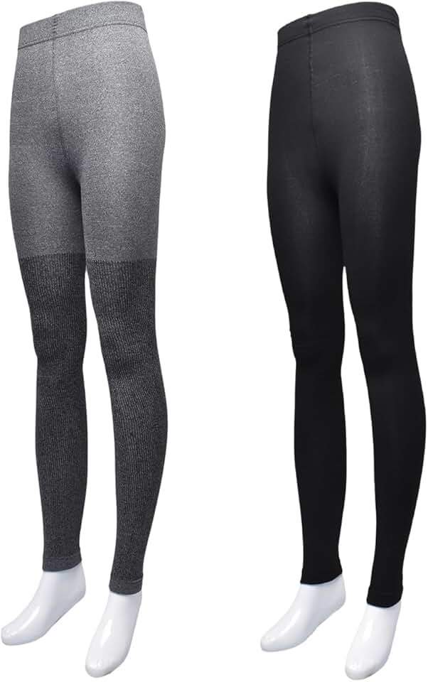 Women's Ribbed Seamless Tights, 2-Pack, Fleece-Lined