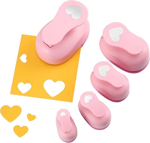 Heart Paper Punch Set with 5 Sizes for Crafts