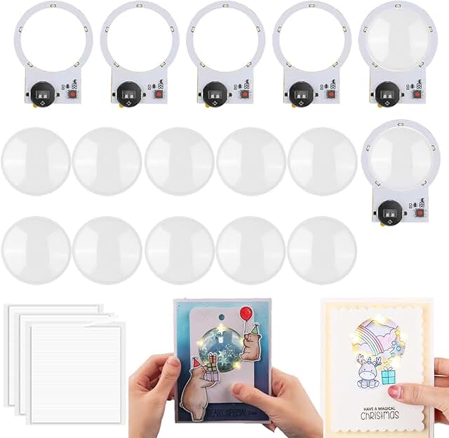 16-Piece Circular Light Set for DIY Christmas Cards and Scrapbooks