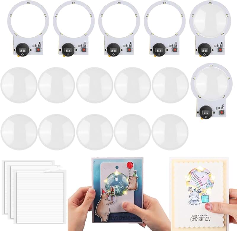 16-Piece Circular Light Set for DIY Christmas Cards and Scrapbooks