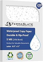 Waterproof Durable White Copy Paper, 8.5x11, 250 Sheets