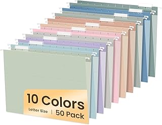 50 Pack Letter Size Hanging File Folders with Tabs