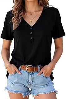 Women's Short Sleeve Button-Down Blouse for Summer