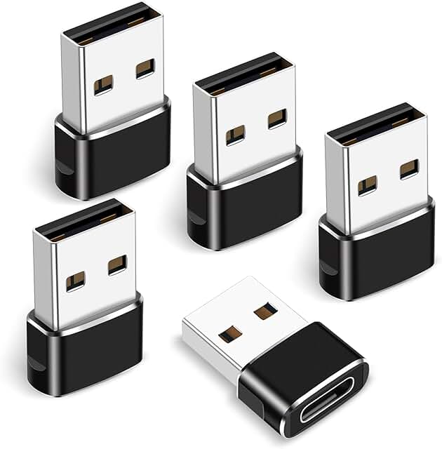 USB C Female to USB Male Adapter, 5-Pack