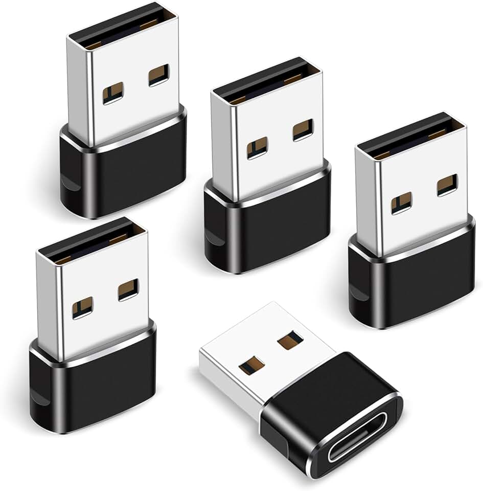 USB C Female to USB Male Adapter, 5-Pack