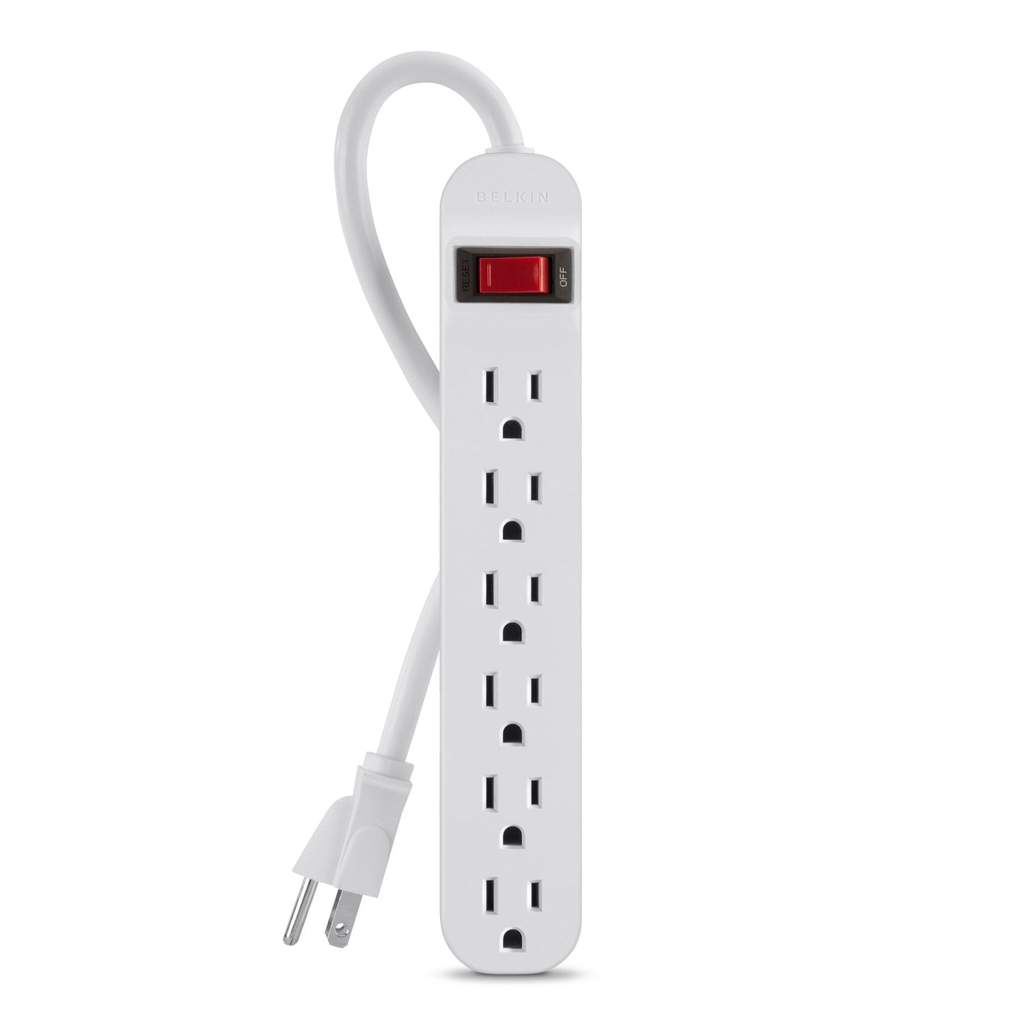 6-Outlet Power Strip With 3ft Cord, White