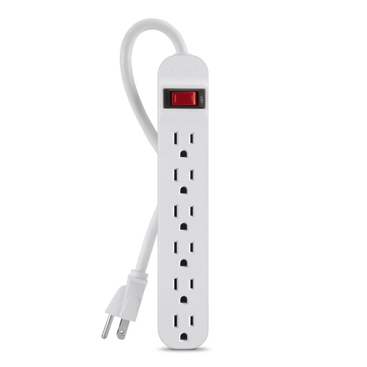 6-outlet power strip with 3-foot cord in white