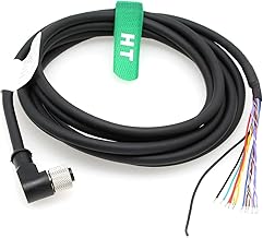 12-Pin M12 Power Cable, 10m, Right Angle Female