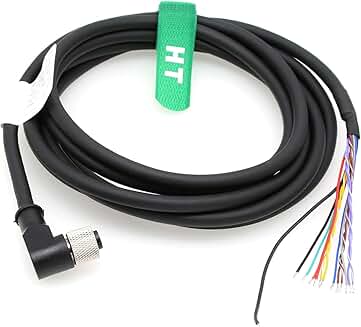 12-Pin M12 Power Cable, 10m, Right Angle Female