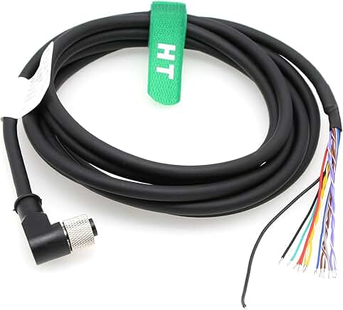 12-Pin M12 Power Cable, 10m, Right Angle Female