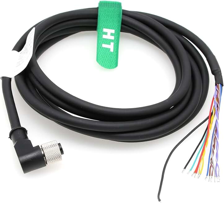 12-Pin M12 Power Cable, 10m, Right Angle Female