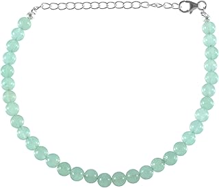 Natural Gemstone Bead Bracelet with Silver Chain, 18cm Gift