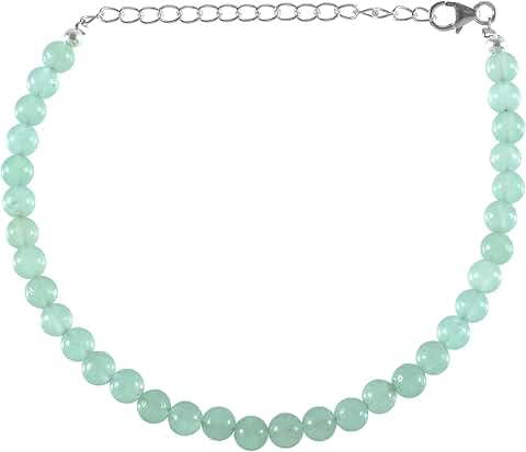 Natural Gemstone Bead Bracelet with Silver Chain, 18cm Gift