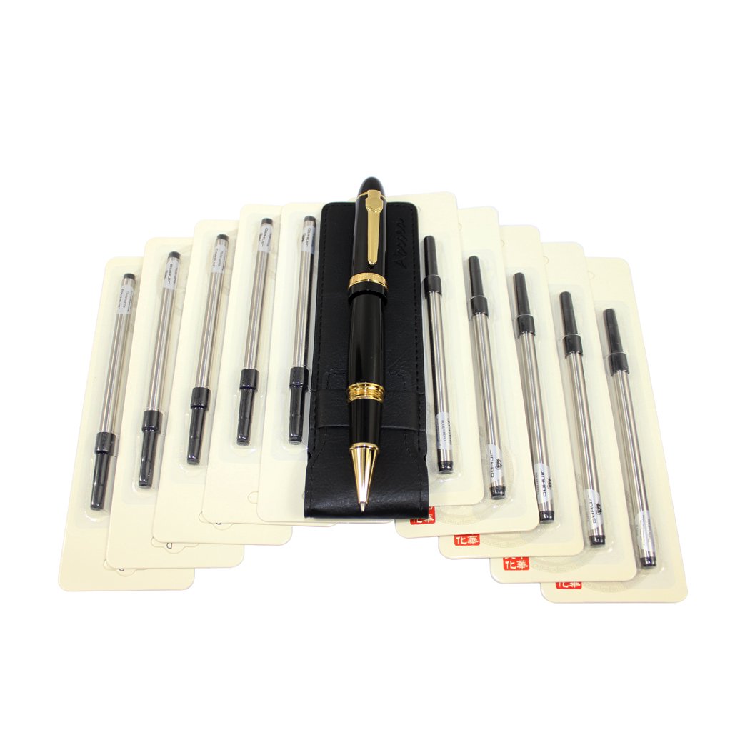Heavy Big Rollerball Pen and Refills, Black, 0.5mm