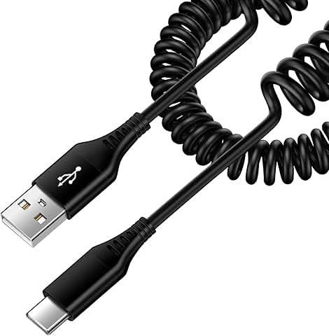 3FT Coiled USB A to USB C Car Charger Cable